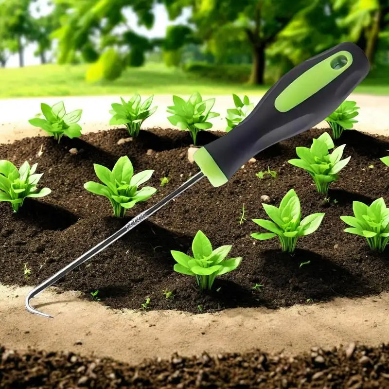 Manual Weed Puller with V-Shaped Fork and Non-Slip Grip, Stainless Steel