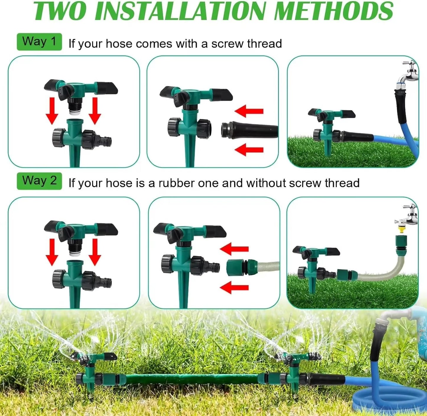 Rotating Garden Sprinkler with 360-Degree Coverage and Adjustable Spray Angles, 5-Pack