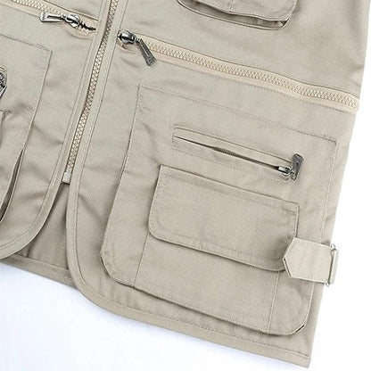 Utility Hiking Vest with Multiple Pockets and Detachable Back Panel