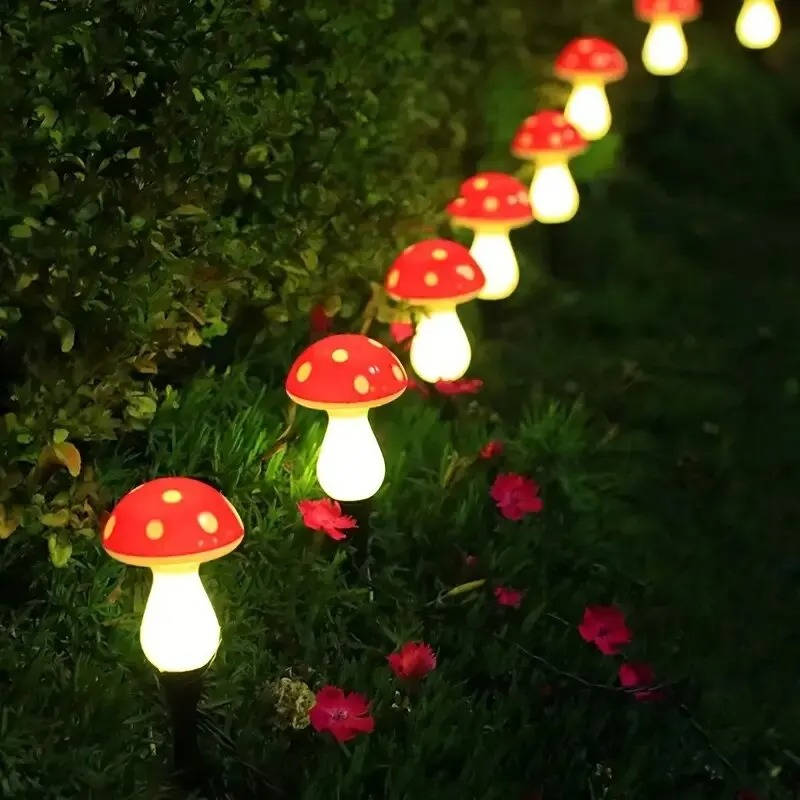 Solar Mushroom Lights for Garden Pathways with 8 Lighting Modes and Dusk Sensor