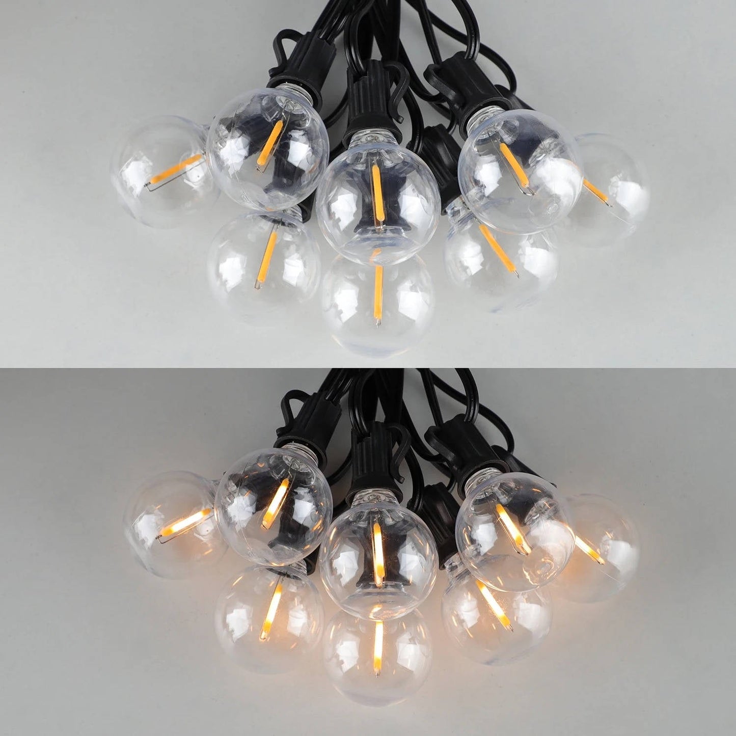 Outdoor String Lights with Shatterproof Plastic Bulbs and Dimmer Control