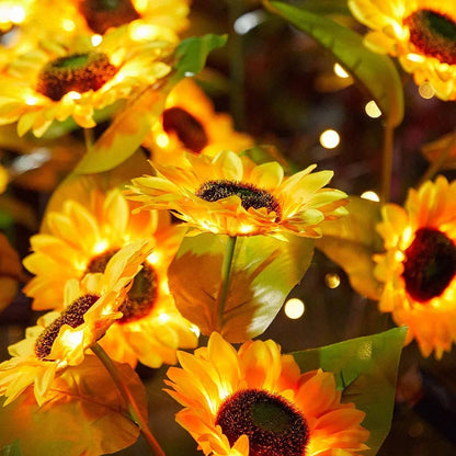 Solar Sunflower Garden Light with Auto Dusk Sensor and LED Glow, IP65 Weatherproof