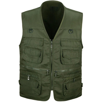 Utility Hiking Vest with Multiple Pockets and Detachable Back Panel