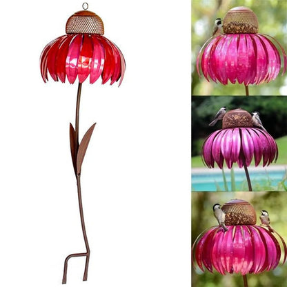 Flower-Shaped Bird Feeder with Ground Stake and Squirrel-Resistant Mesh