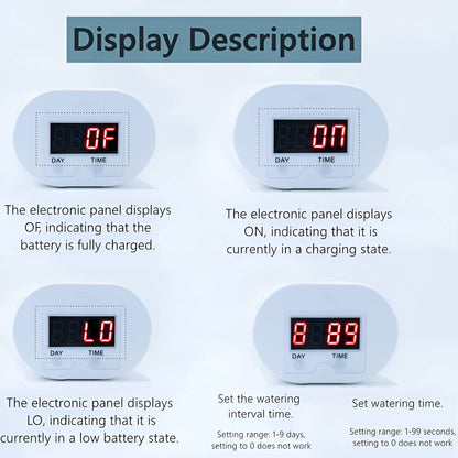 Smart Plant Watering System with LCD Timer and USB Rechargeable Battery