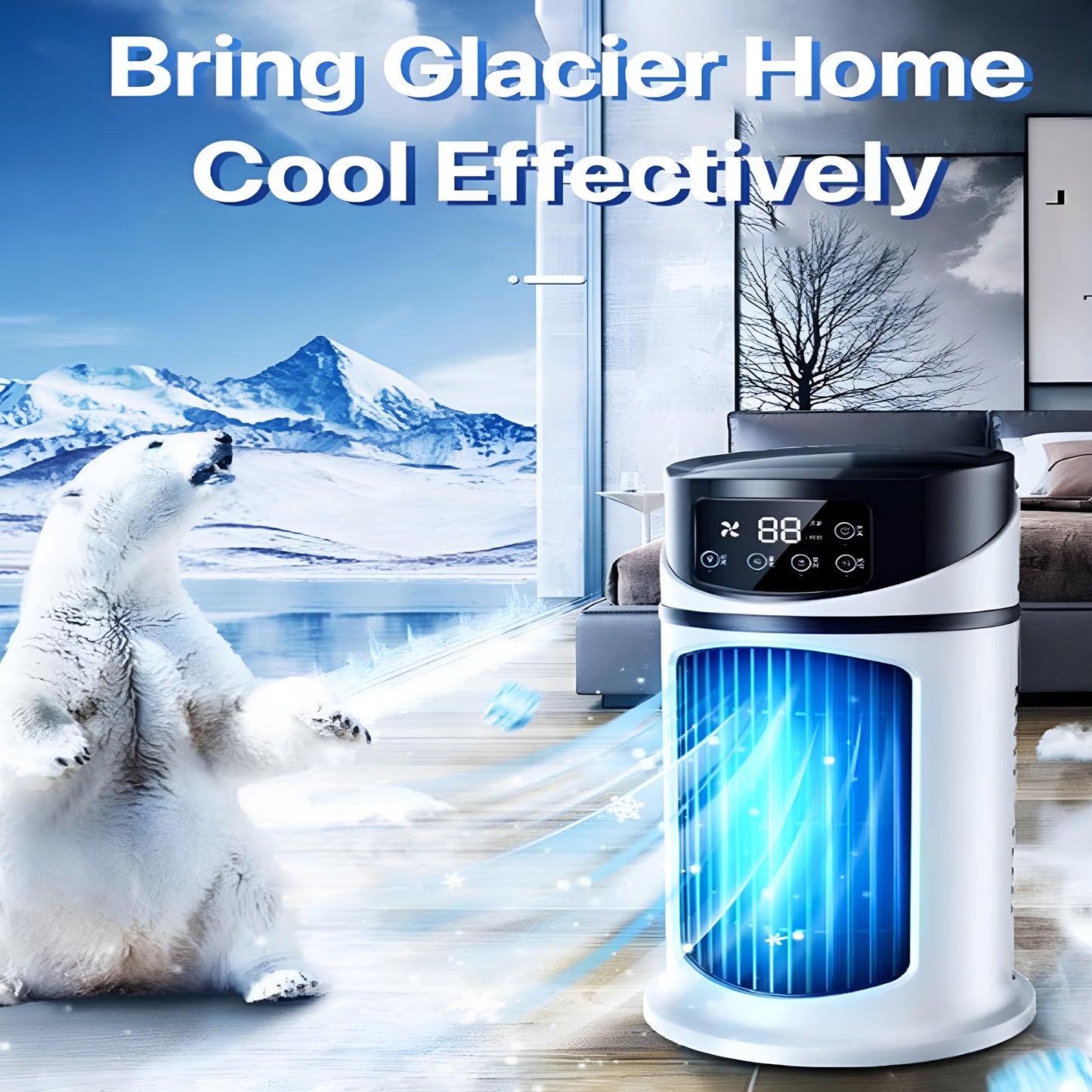 Evaporative Air Cooler with 6-Speed Fan and Automatic Swing, 8-Hour Runtime