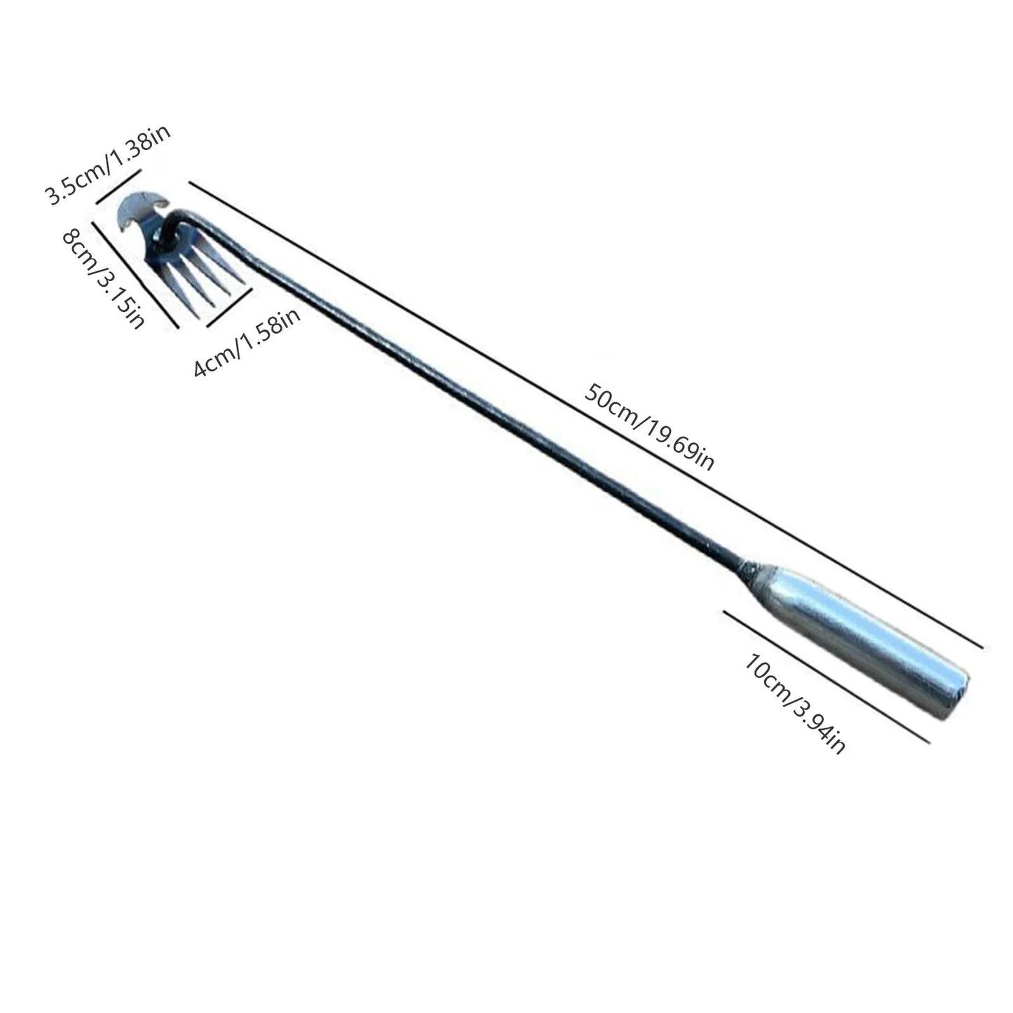 Long Handle Garden Weeder with Four Tooth Crescent Blade