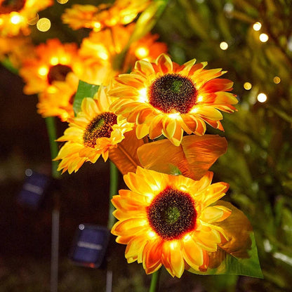Solar Sunflower Garden Light with Auto Dusk Sensor and LED Glow, IP65 Weatherproof