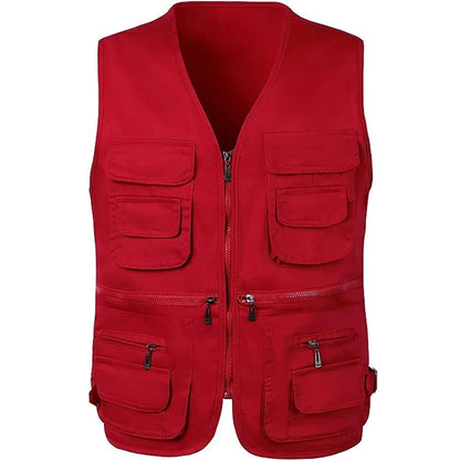 Utility Hiking Vest with Multiple Pockets and Detachable Back Panel