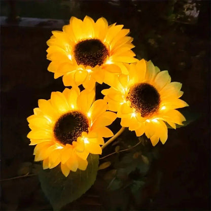 Solar Sunflower Garden Light with Auto Dusk Sensor and LED Glow, IP65 Weatherproof