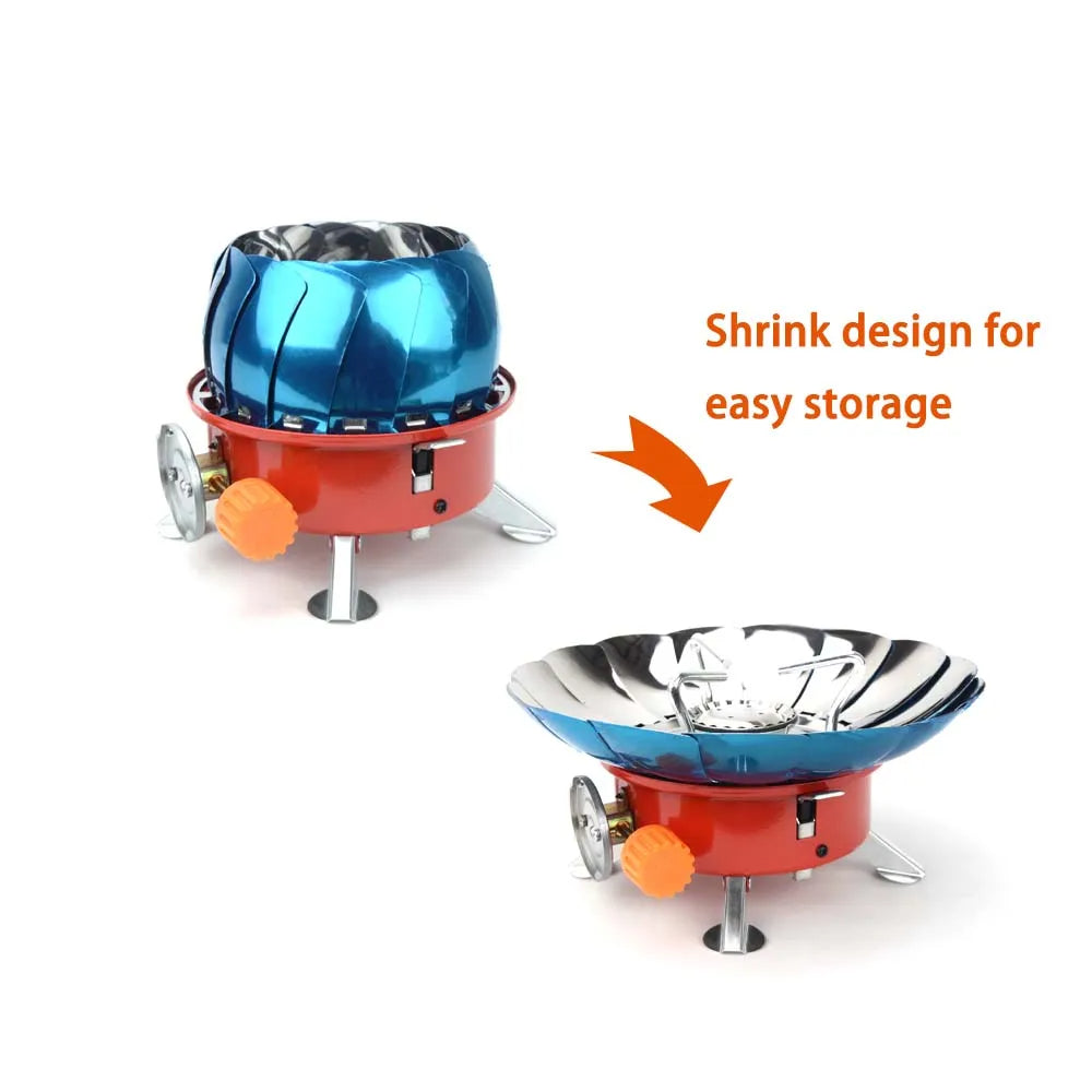 Portable Gas Stove with Wind Shield and Flame Control, 2800W Burner
