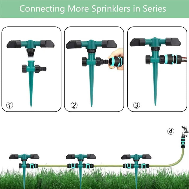 Rotating Garden Sprinkler with 360-Degree Coverage and Adjustable Spray Angles, 5-Pack