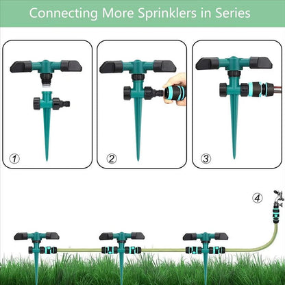 Rotating Garden Sprinkler with 360-Degree Coverage and Adjustable Spray Angles, 5-Pack