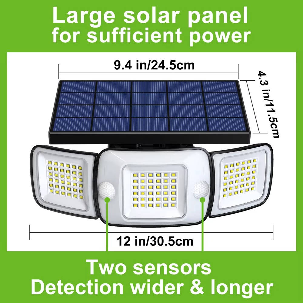 Outdoor Motion Sensor Flood Light with Triple Adjustable Heads and 1200 Lumens