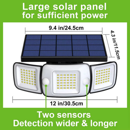 Outdoor Motion Sensor Flood Light with Triple Adjustable Heads and 1200 Lumens