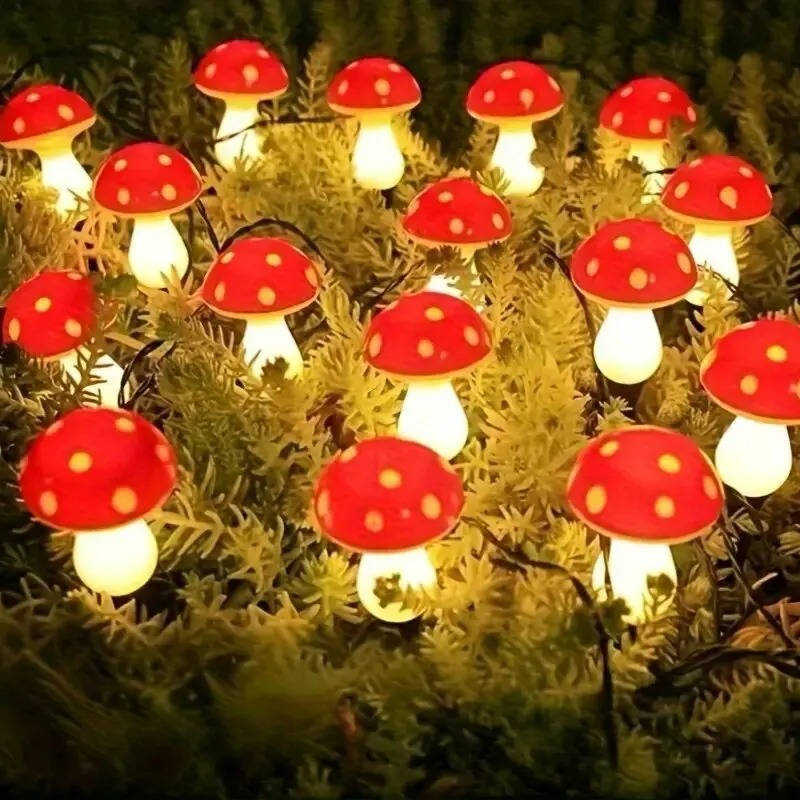 Solar Mushroom Lights for Garden Pathways with 8 Lighting Modes and Dusk Sensor