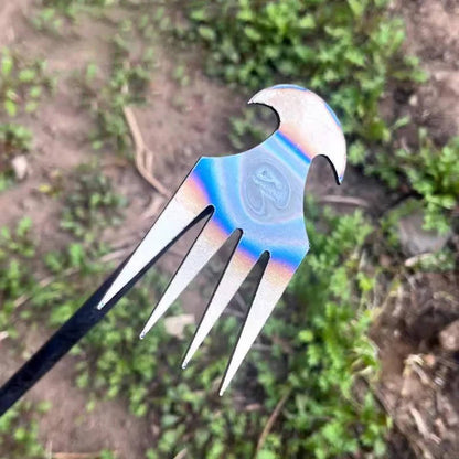 Steel Garden Weed Extractor with Four-Tooth Head and Extended Handle
