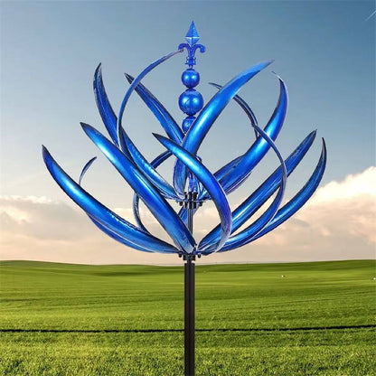 Tulip Wind Spinner with Three Prong Stake and Powder Coated Iron, 35in Height