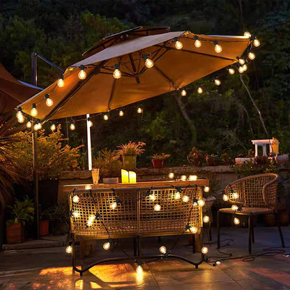 Outdoor String Lights with Shatterproof Plastic Bulbs and Dimmer Control