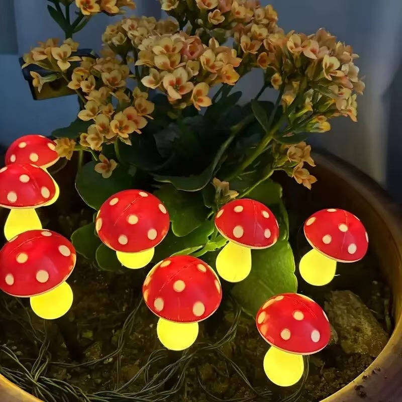 Solar Mushroom Lights for Garden Pathways with 8 Lighting Modes and Dusk Sensor