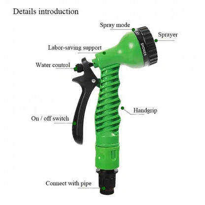Expandable Garden Hose with Brass Connectors and Adjustable Spray Nozzle