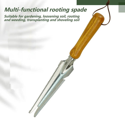 Stainless Steel Weed Puller with Depth Ruler and Twine Cutter, Beech Handle