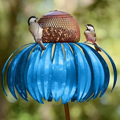Flower-Shaped Bird Feeder with Ground Stake and Squirrel-Resistant Mesh