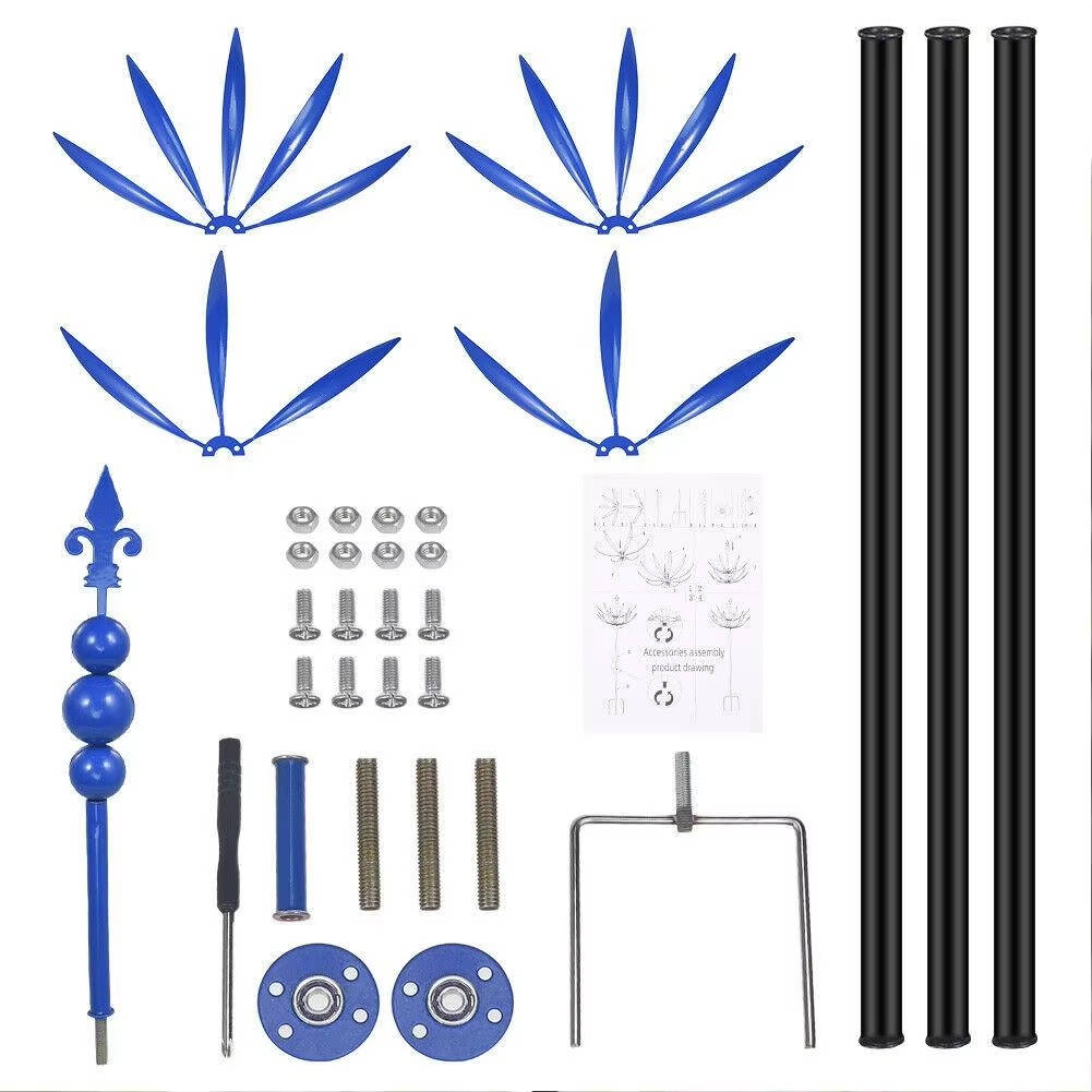 Tulip Wind Spinner with Three Prong Stake and Powder Coated Iron, 35in Height