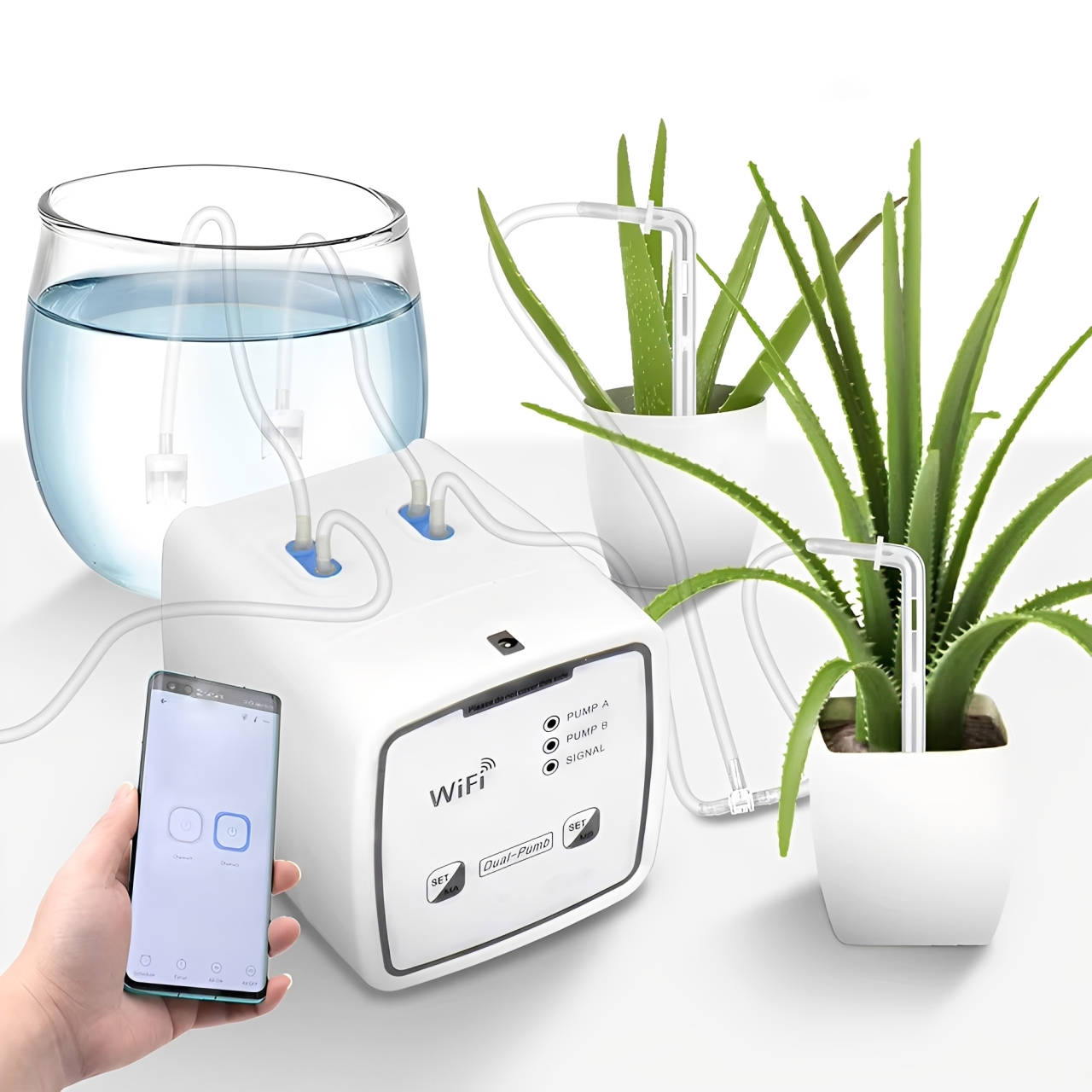 Smart Plant Watering System with App Control and 20 Soil Drippers