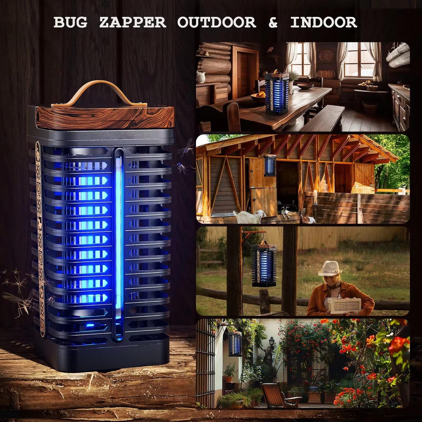 Electric Insect Zapper with UV Light and 360 Degree Coverage for Patios