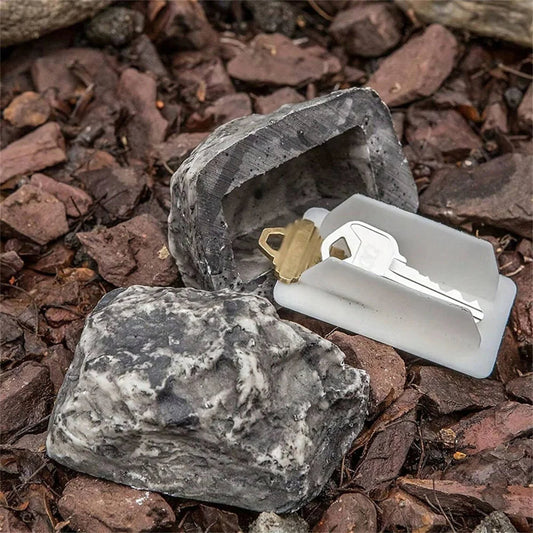 Stone Resin Key Storage Box with Lift Top and Weather Resistant Design