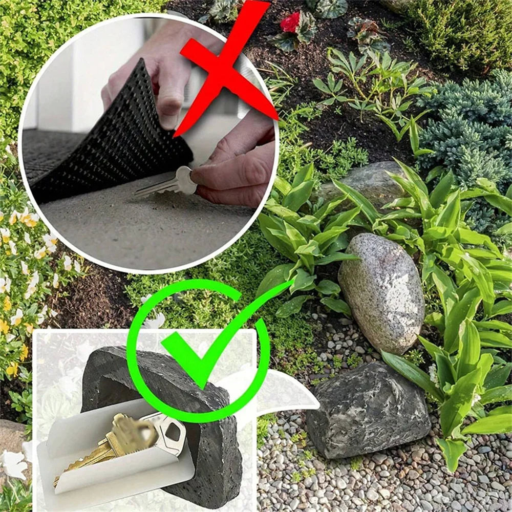 Stone Resin Key Storage Box with Lift Top and Weather Resistant Design
