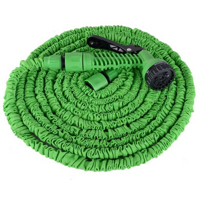 Expandable Garden Hose with Brass Connectors and Adjustable Spray Nozzle