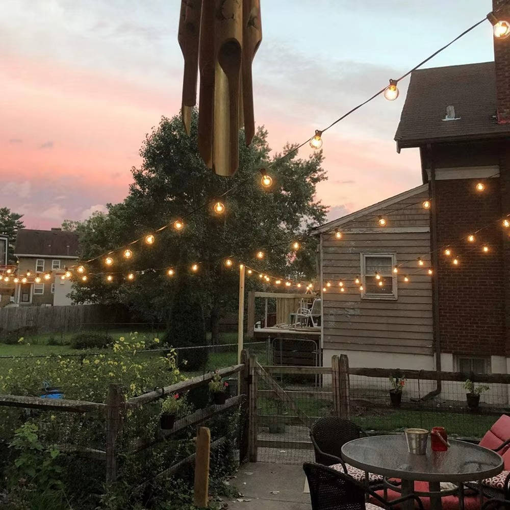 Outdoor String Lights with Shatterproof Plastic Bulbs and Dimmer Control