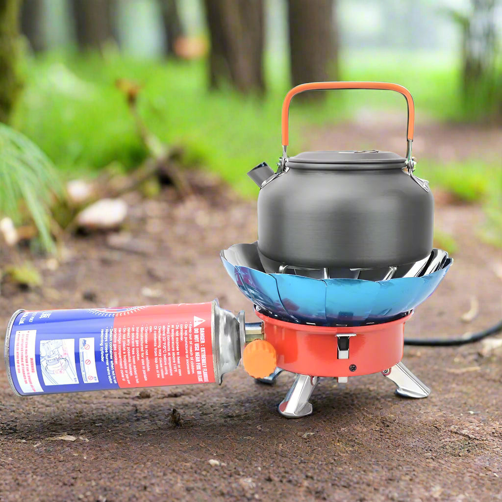 Portable Gas Stove with Wind Shield and Flame Control, 2800W Burner