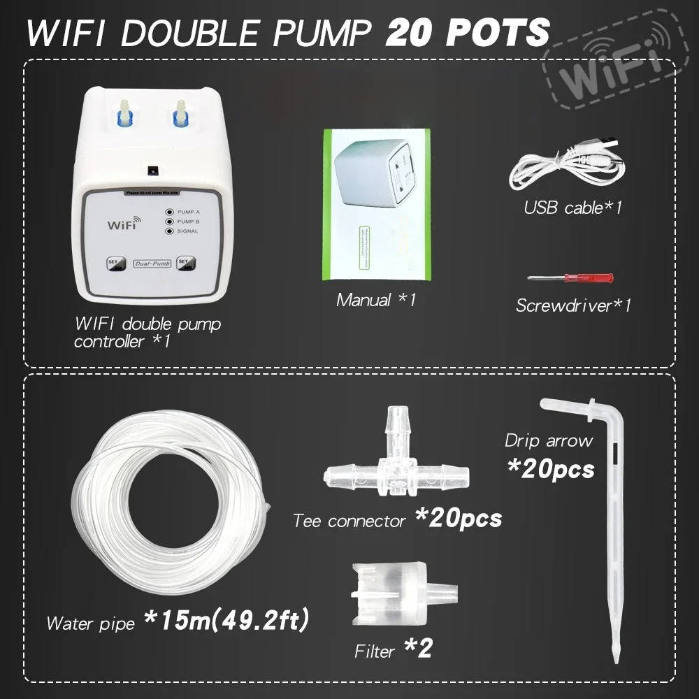 Smart Plant Watering System with App Control and 20 Soil Drippers