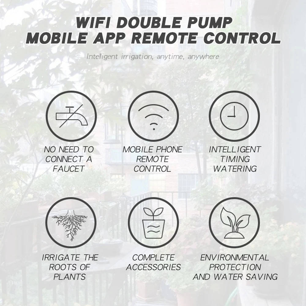 Smart Plant Watering System with App Control and 20 Soil Drippers