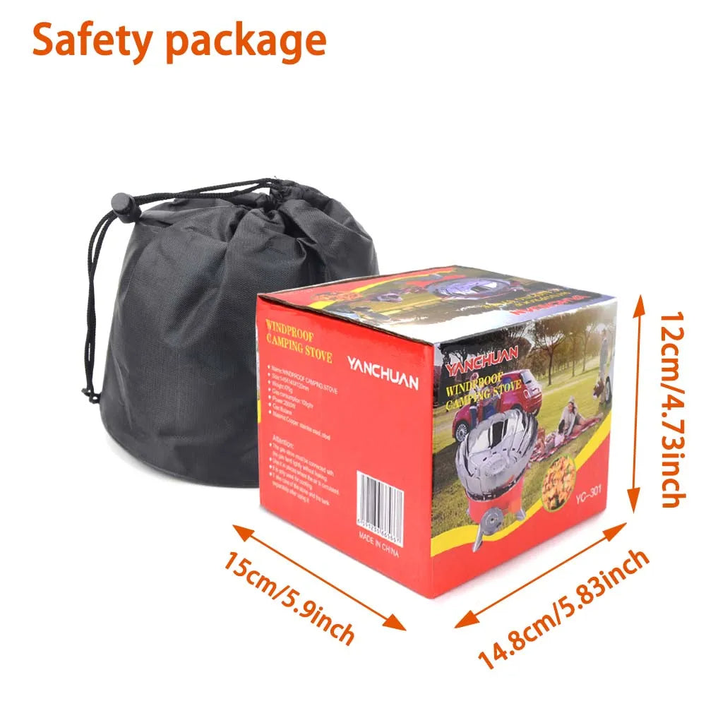 Portable Gas Stove with Wind Shield and Flame Control, 2800W Burner