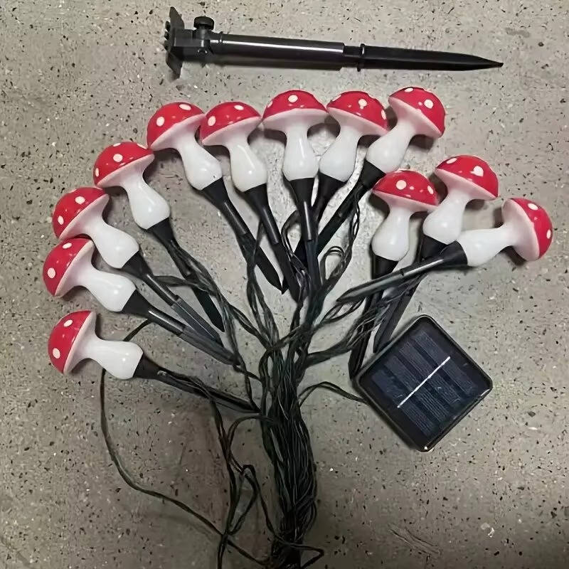 Solar Mushroom Lights for Garden Pathways with 8 Lighting Modes and Dusk Sensor