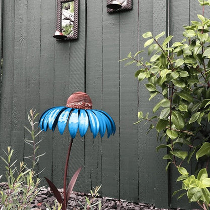 Metal Garden Bird Feeder with Ground Stake and Wide Bowl