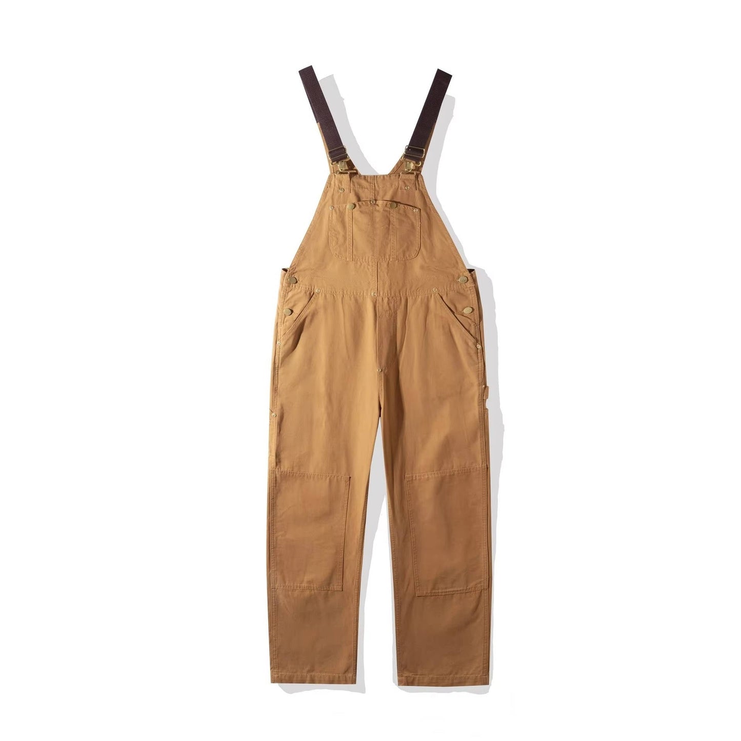 Women's Cotton Canvas Bib Overalls with Padded Straps and Multiple Pockets