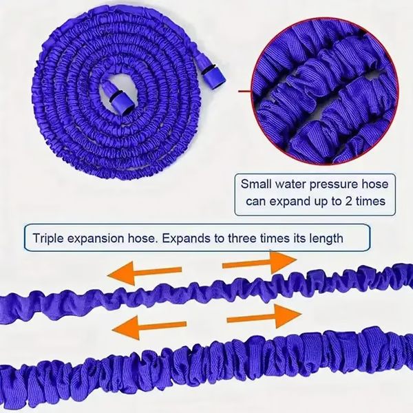 Expandable Garden Hose with Brass Connectors and Adjustable Spray Nozzle