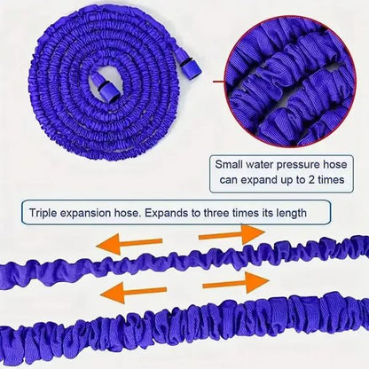 Expandable Garden Hose with Brass Connectors and Adjustable Spray Nozzle