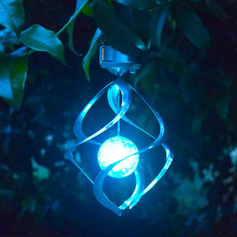 Color Changing Solar Wind Chime with LED Spinner and Metal Chimes