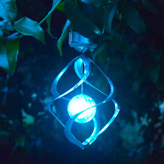 Color Changing Solar Wind Chime with LED Spinner and Metal Chimes