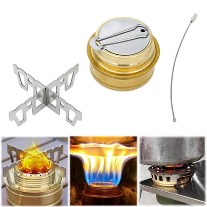 Alcohol Camping Stove with Foldable Flame Control and Cross Stand
