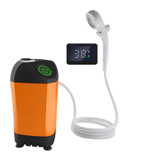 Outdoor Shower Pump with Digital Temperature Display and 90-Minute Battery