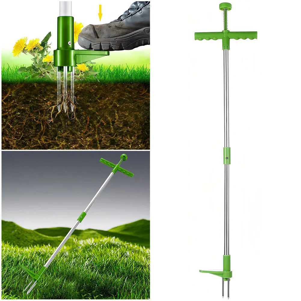 Standing Weed Puller with Three Claw Root Grip and Foot Pedal