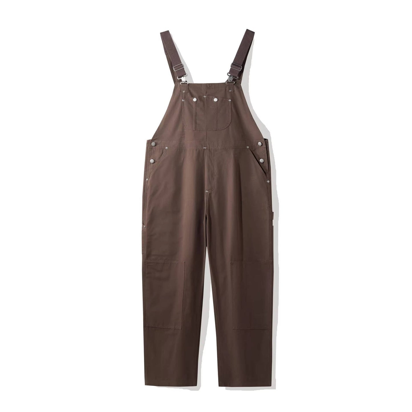 Women's Cotton Canvas Bib Overalls with Padded Straps and Multiple Pockets