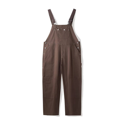 Women's Cotton Canvas Bib Overalls with Padded Straps and Multiple Pockets